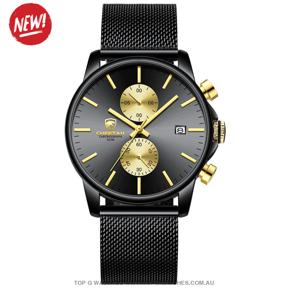 Unique Black Gold Luxury Business Sports Fashion Casual Dress Quartz Watch - Top G Watches