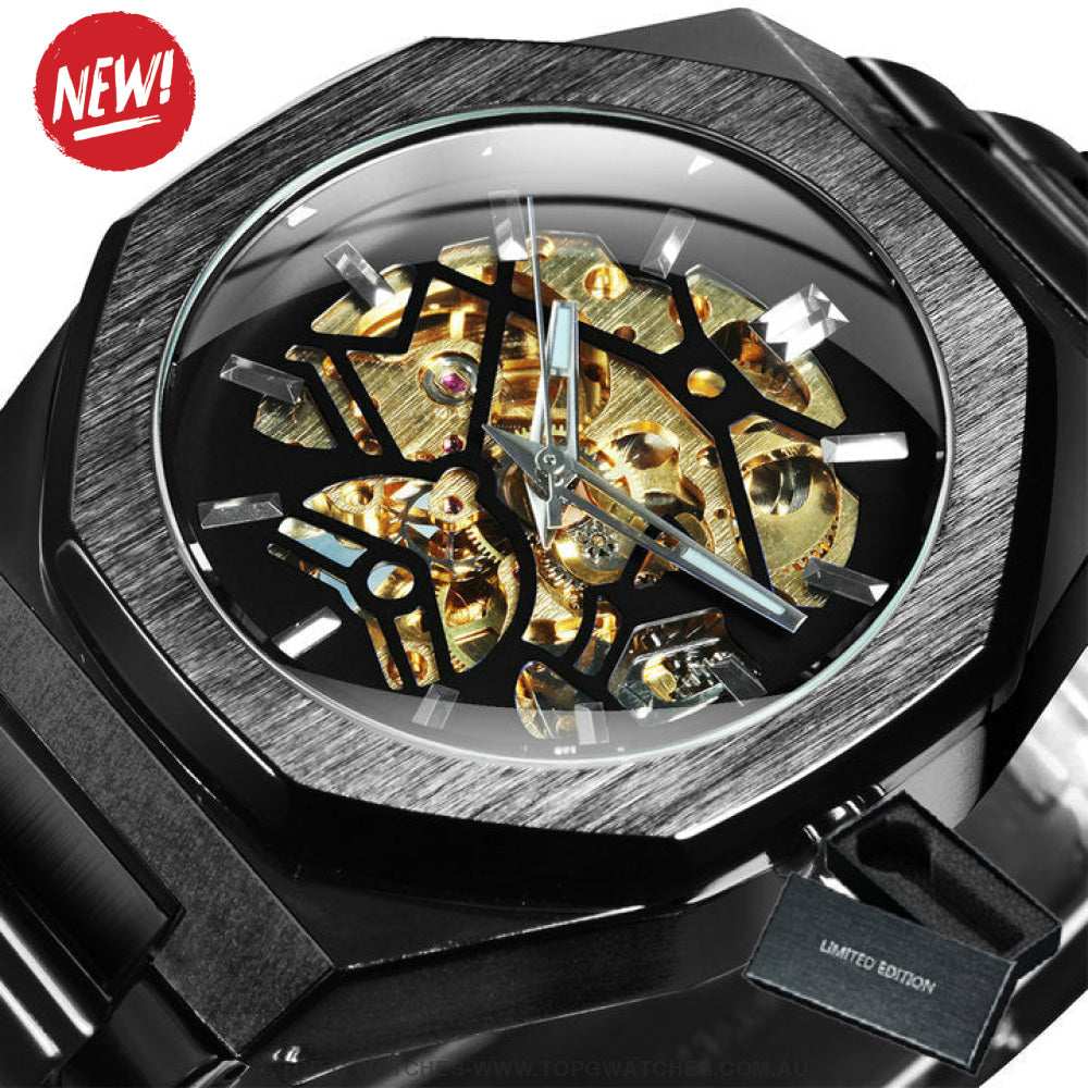 Unique Brushed Metal Transparent Men's Top Luxury Mechanical Quartz Watch - Top G Watches