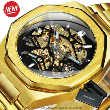 Unique Brushed Metal Transparent Men's Top Luxury Mechanical Quartz Watch - Top G Watches