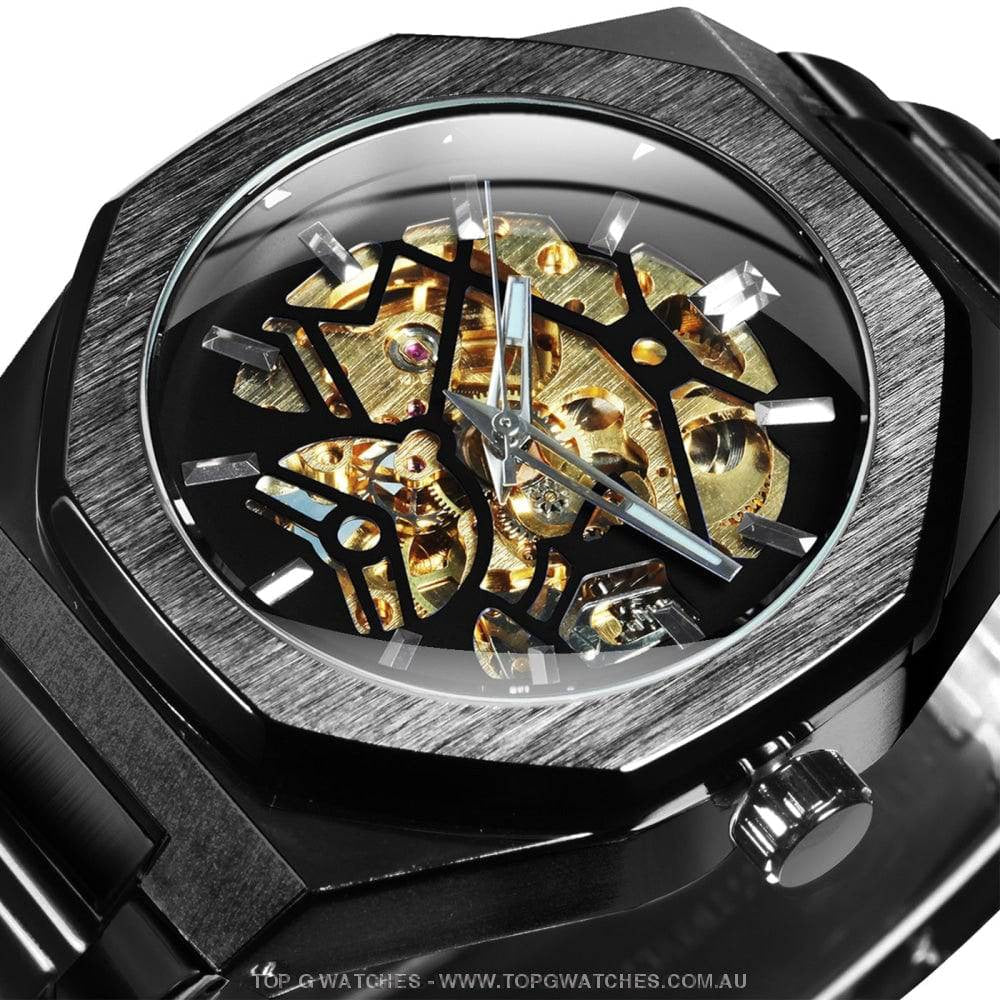 Unique RAW Brushed Metal Design Automatic Mechanical Self-Wind Luxury Wristwatch - Top G Watches