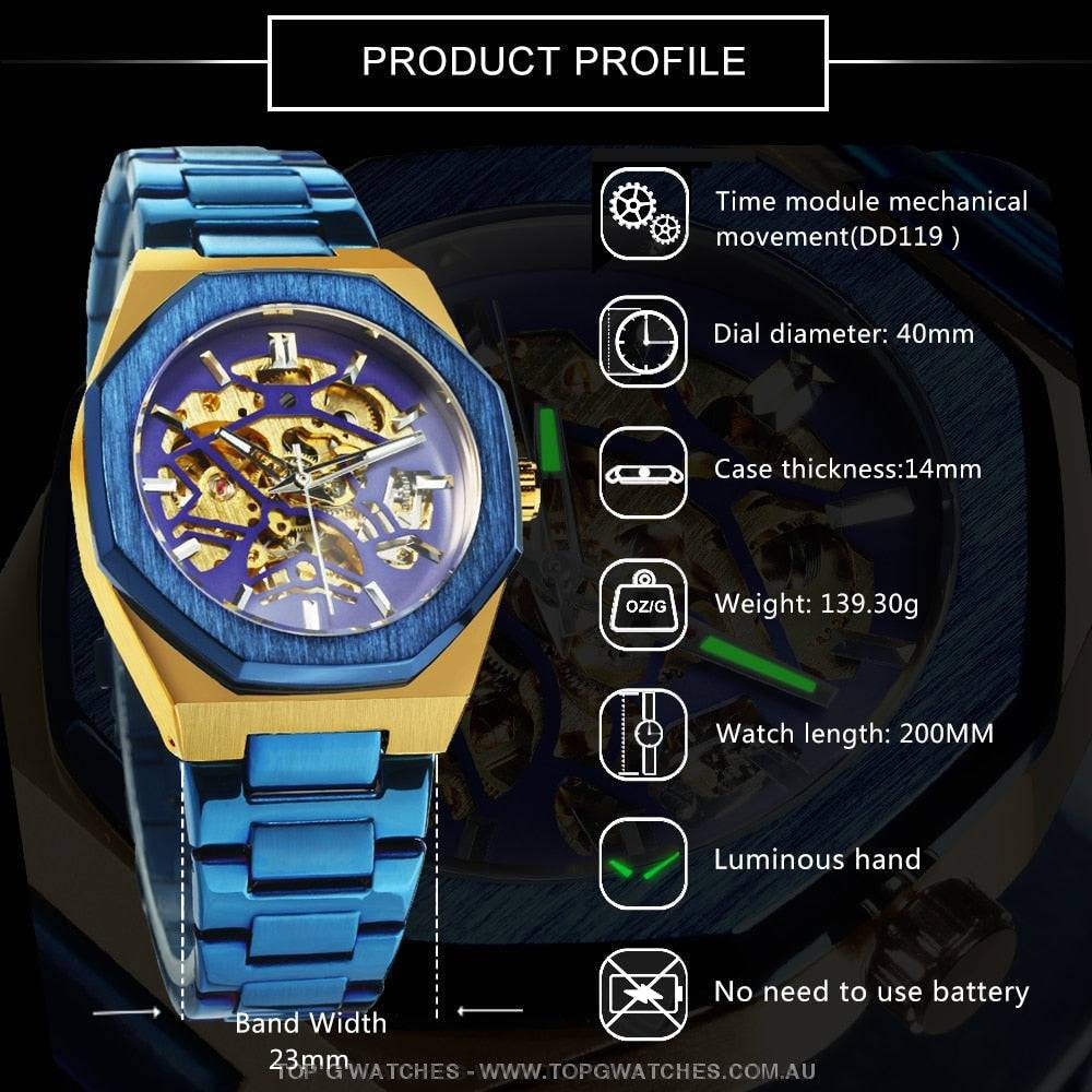 Unique RAW Brushed Metal Design Automatic Mechanical Self-Wind Luxury Wristwatch - Top G Watches