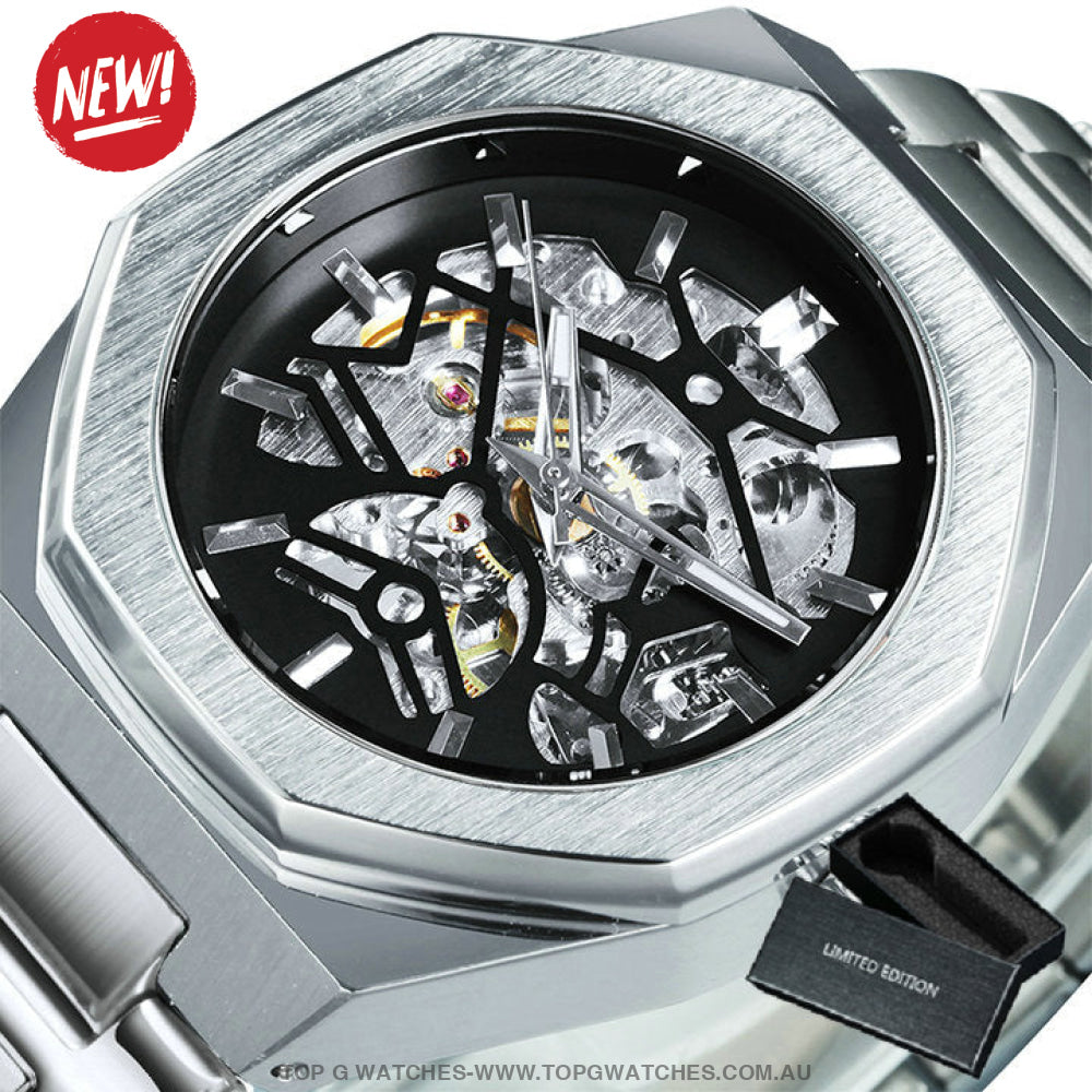 Unique Brushed Metal Transparent Men's Top Luxury Mechanical Quartz Watch - Top G Watches