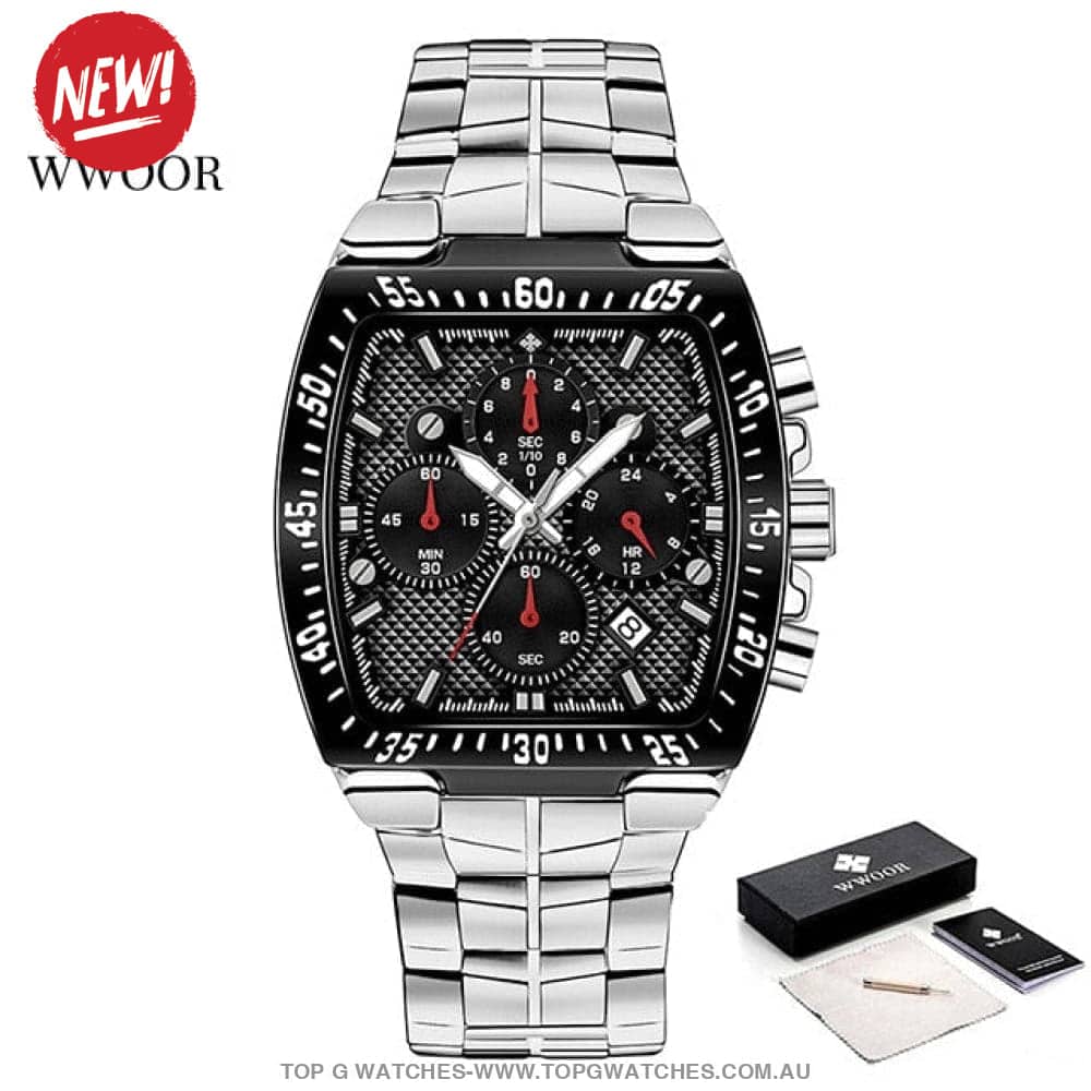 Tonneau Wwoor Chronograph Business Sport Luxury Quartz Watch - Top G Watches