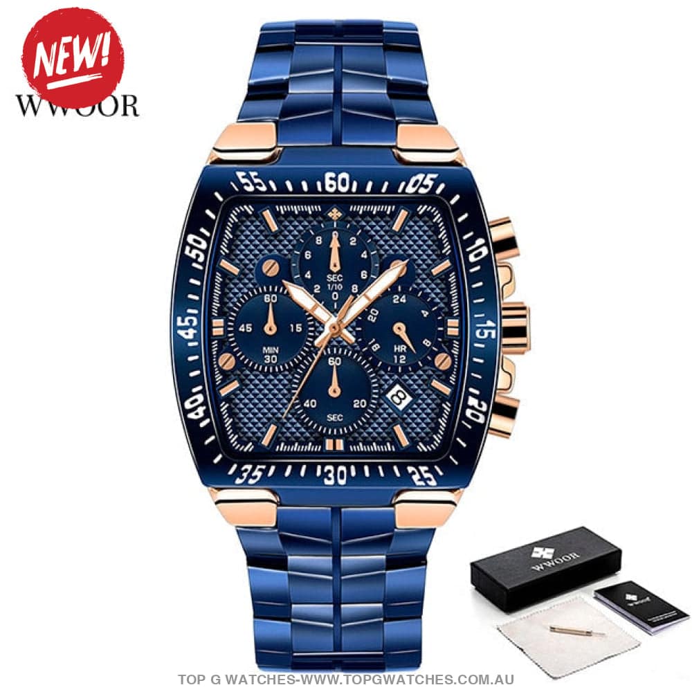 Tonneau Wwoor Chronograph Business Sport Luxury Quartz Watch - Top G Watches